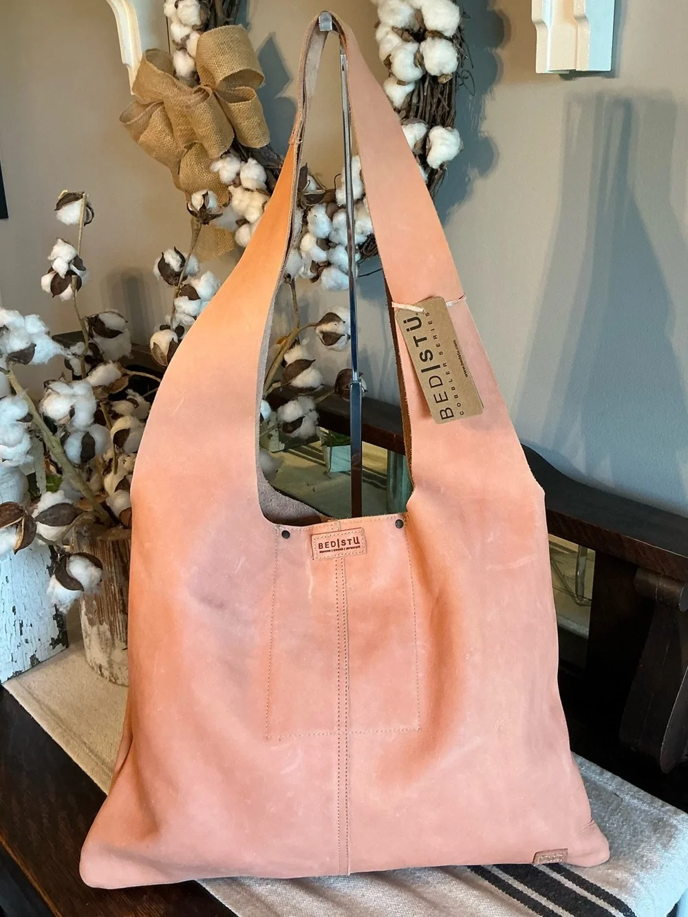 NWT Bed Stu Leather Ariel Hobo Shoulder Slouch Bag Blossom Velvet Retail $249